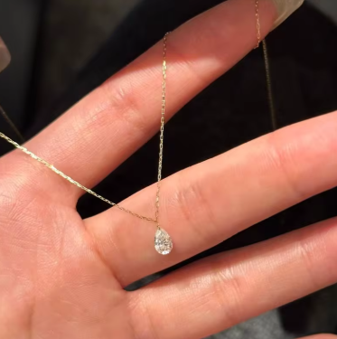 14K Gold Plated Shiny Water Drop Zircon Clavicle Chain for Women Fashion Exquisite Ins Daily Matching Chain Necklace Jewelry