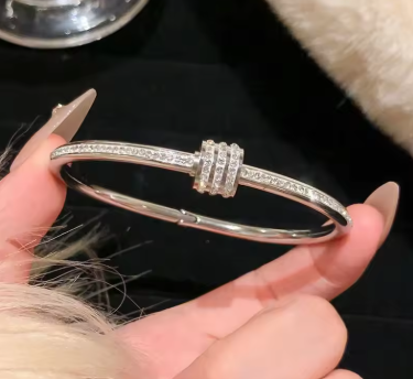 Luxury Bangles Stainless Steel Gold Color Bracelet Sparkling Women's Hand Bracelets Inlaid With Zircon Fashion Jewelry