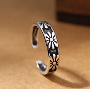 Silver Three Flower Open Rings For Women Wedding Jewelry Accessories and Jewellery