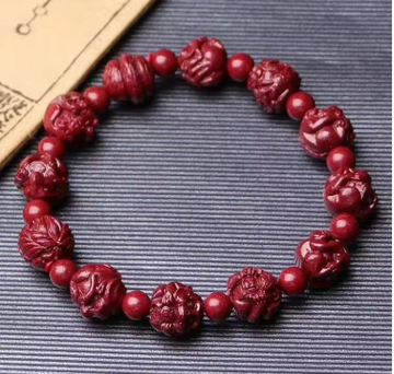 Customized Natural Red Organic Cinnabar Chinese Zodiac Bracelet Beads Accessories DIY Bangle Charm Jewellery Fashion Amulet Gift