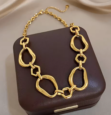 Irregular Geometric Circle Chain Necklaces for Women Fashion Gold Silver Color Stainless Steel Necklace Waterproof Jewelry