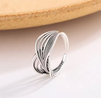 Sterling Silver HJollow out Leaf Rings For Women Couple Vintage Luxury Jewelry Gifts Accessories Wholesale Jewellery
