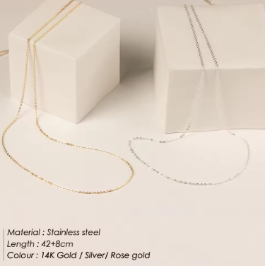 Fine Chain Necklace Stainless Steel Gold Color Pendants Short Long Statement Women Colar Gift Stainless Steel Jewelry Wholesale