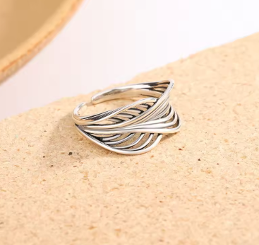 Sterling Silver HJollow out Leaf Rings For Women Couple Vintage Luxury Jewelry Gifts Accessories Wholesale Jewellery