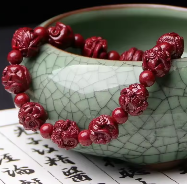 Customized Natural Red Organic Cinnabar Chinese Zodiac Bracelet Beads Accessories DIY Bangle Charm Jewellery Fashion Amulet Gift