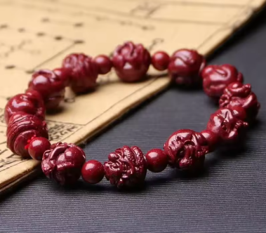 Customized Natural Red Organic Cinnabar Chinese Zodiac Bracelet Beads Accessories DIY Bangle Charm Jewellery Fashion Amulet Gift