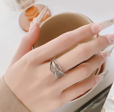 Sterling Silver HJollow out Leaf Rings For Women Couple Vintage Luxury Jewelry Gifts Accessories Wholesale Jewellery