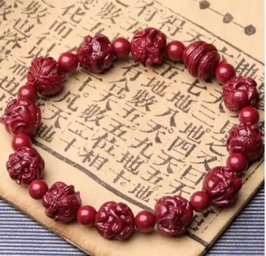 Customized Natural Red Organic Cinnabar Chinese Zodiac Bracelet Beads Accessories DIY Bangle Charm Jewellery Fashion Amulet Gift
