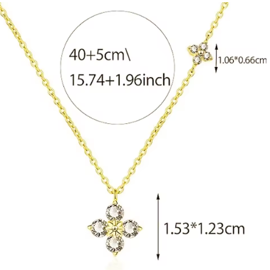 Double Lucky Four-leaf Clover Pendent Necklace for Women Cute White CZ Flower Stackable Chain Fashion Wedding Jewelry Gift
