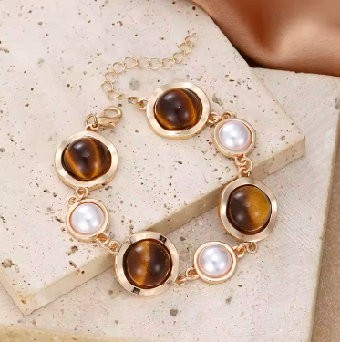 1pc Bohemian Style Adjustable Oval Cat-eye Women's Bracelet Vintage Metal Bracelet Accessory Daily Handmade Party Jewelry Gift