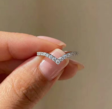 925 Sterling Silver Fashion V-Shaped Zircon Exquisite Ring for Women Engagement Wedding Party Anniversary Gift Fine Jewelry