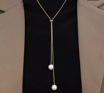 Minimalist Temperament Long Pull-out Adjustable Pearl Tassel Pendant Y-shaped Chain Necklace for Women Collar Chain Jewelry Gift