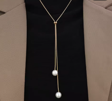 Minimalist Temperament Long Pull-out Adjustable Pearl Tassel Pendant Y-shaped Chain Necklace for Women Collar Chain Jewelry Gift