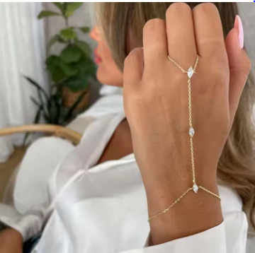 Bohemia Shiny Rhombus Crystal Bracelet for Women Simple Thin Chain Finger Bracelet Jewelry Accessories Gift 2025 New