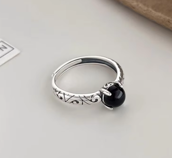 Sterling Silver Round Crystal Irregular Adjustable Rings For Women Vintage Jewelry Wholesale Jewellery Moneys 925