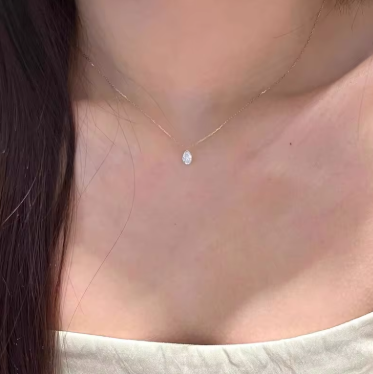 14K Gold Plated Shiny Water Drop Zircon Clavicle Chain for Women Fashion Exquisite Ins Daily Matching Chain Necklace Jewelry