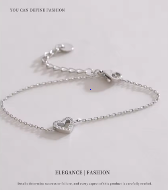 Bracelets Stainless Steel Heart Shaped Jewellery Woman Cubic Zirconia Fashionable Design Sense Simple Gift New