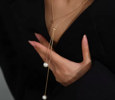 Minimalist Temperament Long Pull-out Adjustable Pearl Tassel Pendant Y-shaped Chain Necklace for Women Collar Chain Jewelry Gift