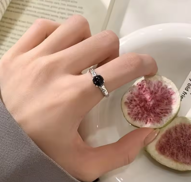 Sterling Silver Round Crystal Irregular Adjustable Rings For Women Vintage Jewelry Wholesale Jewellery Moneys 925