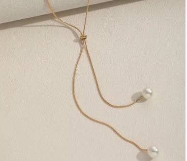 Minimalist Temperament Long Pull-out Adjustable Pearl Tassel Pendant Y-shaped Chain Necklace for Women Collar Chain Jewelry Gift