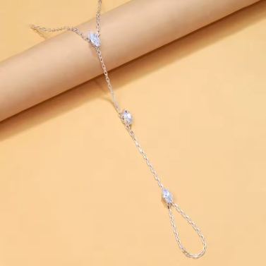 Bohemia Shiny Rhombus Crystal Bracelet for Women Simple Thin Chain Finger Bracelet Jewelry Accessories Gift 2025 New