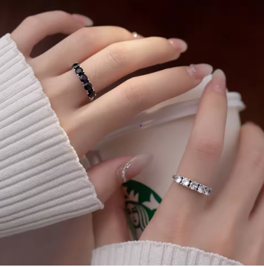 925 Sterling Silver Round Zircon Adjustable Rings For Women Ladies Rings Wedding Luxury Jewelry Wholesale Jewellery Argent 925