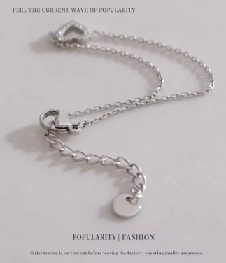 Bracelets Stainless Steel Heart Shaped Jewellery Woman Cubic Zirconia Fashionable Design Sense Simple Gift New