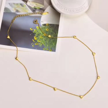 Heart Link Choker Chain Necklace for Women,stainless Steel Jewelry Girlfriend Gift