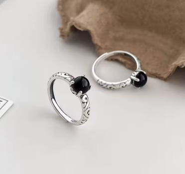 Sterling Silver Round Crystal Irregular Adjustable Rings For Women Vintage Jewelry Wholesale Jewellery Moneys 925