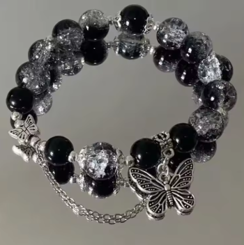 Niche Design Star Chain Tassel Bracelet for Women Fantasy Blue Crystal Beads Elastic Rope Bracelet Best Friend Jewelry Gifts