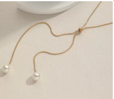 Minimalist Temperament Long Pull-out Adjustable Pearl Tassel Pendant Y-shaped Chain Necklace for Women Collar Chain Jewelry Gift