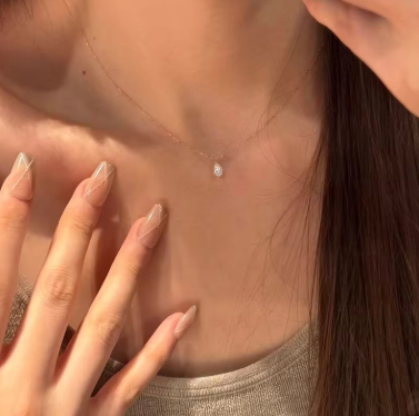 14K Gold Plated Shiny Water Drop Zircon Clavicle Chain for Women Fashion Exquisite Ins Daily Matching Chain Necklace Jewelry
