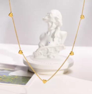 Heart Link Choker Chain Necklace for Women,stainless Steel Jewelry Girlfriend Gift