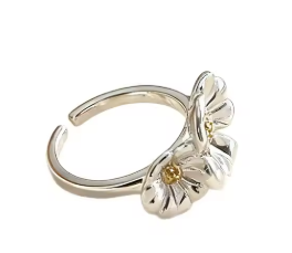 Sterling Silver Flower Couple Woman Adjustable Rings Chrome Designer Fine Jewelry Elegant Accessories Jewellery
