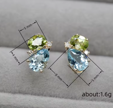 Huitan Natural Blue/Green Cubic Zirconia Stud Earrings for Women Gold Color Tiny Elegant Daily Minialist Party Chic Jewelry Gift