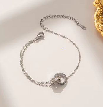 Luxury Gold Plated Stainless Steel Dazzling Zircon Bracelet for Women Girls Roman Number Design Fashion Charm Party Jewelry Gift
