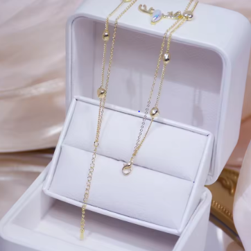 14k Plated Gold Double Layer Heart Necklace Shining Bling AAA Zircon Women Clavicle Chain Elegant Charm Wedding Pendant Jewelry