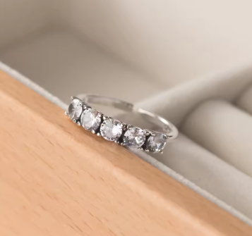 925 Sterling Silver Round Zircon Adjustable Rings For Women Ladies Rings Wedding Luxury Jewelry Wholesale Jewellery Argent 925