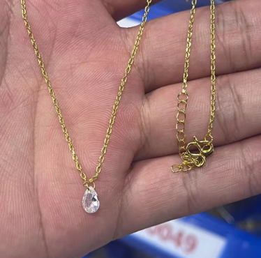 14K Gold Plated Shiny Water Drop Zircon Clavicle Chain for Women Fashion Exquisite Ins Daily Matching Chain Necklace Jewelry