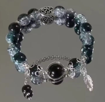 Niche Design Star Chain Tassel Bracelet for Women Fantasy Blue Crystal Beads Elastic Rope Bracelet Best Friend Jewelry Gifts
