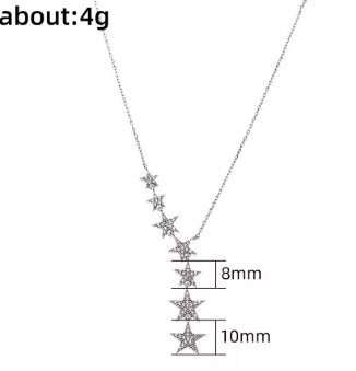 Huitan Aesthetic Stars Pendant Necklace Women Luxury Silver Color/Gold Color Choker Chain Necklace Wedding Party Fashion Jewelry