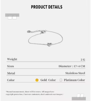 Bracelets Stainless Steel Heart Shaped Jewellery Woman Cubic Zirconia Fashionable Design Sense Simple Gift New