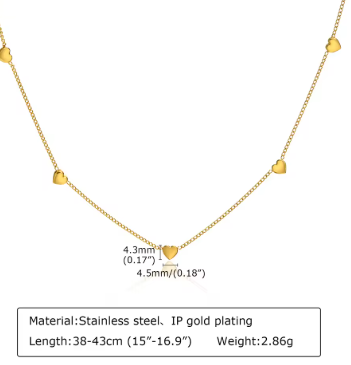 Heart Link Choker Chain Necklace for Women,stainless Steel Jewelry Girlfriend Gift