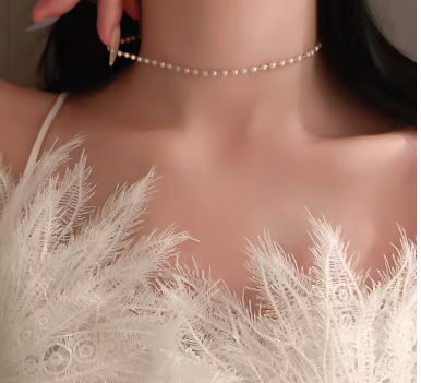New Silver Color Elegant Bow Pendant Necklace Beads Clavicle Chain Luxury Fine Jewelry for Wedding Party Women Gifts
