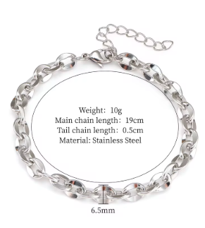 Oval Link Chain Bracelet Women Wrist Bracelets Stainless Steel Bracelets and Bangles Jewellery for Woman Miraculous Chains