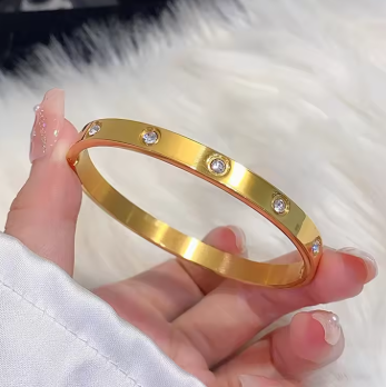 Luxury Bangles Stainless Steel Gold Color Bracelet Sparkling Women's Hand Bracelets Inlaid With Zircon Fashion Jewelry