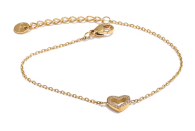 Bracelets Stainless Steel Heart Shaped Jewellery Woman Cubic Zirconia Fashionable Design Sense Simple Gift New